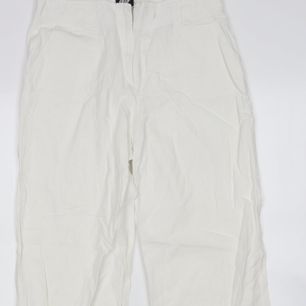 Logo Womens White   Trousers  Size 14 L29 in Regular