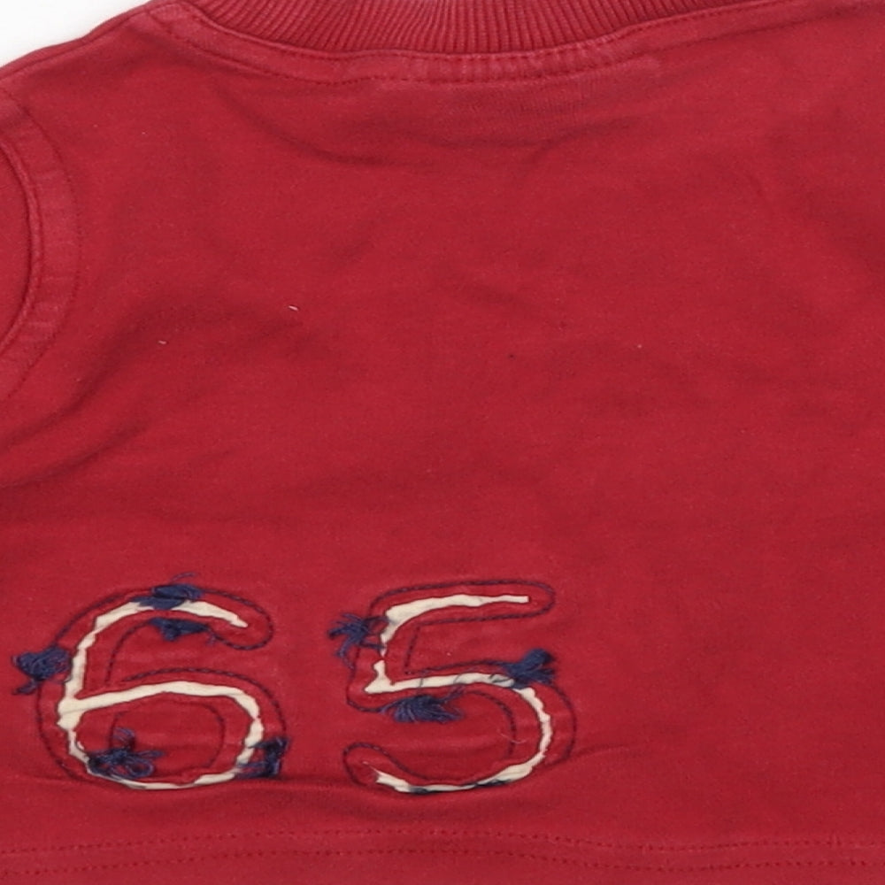 Feu Follet Boys Red  Cotton Basic T-Shirt Size 6-9 Months Round Neck