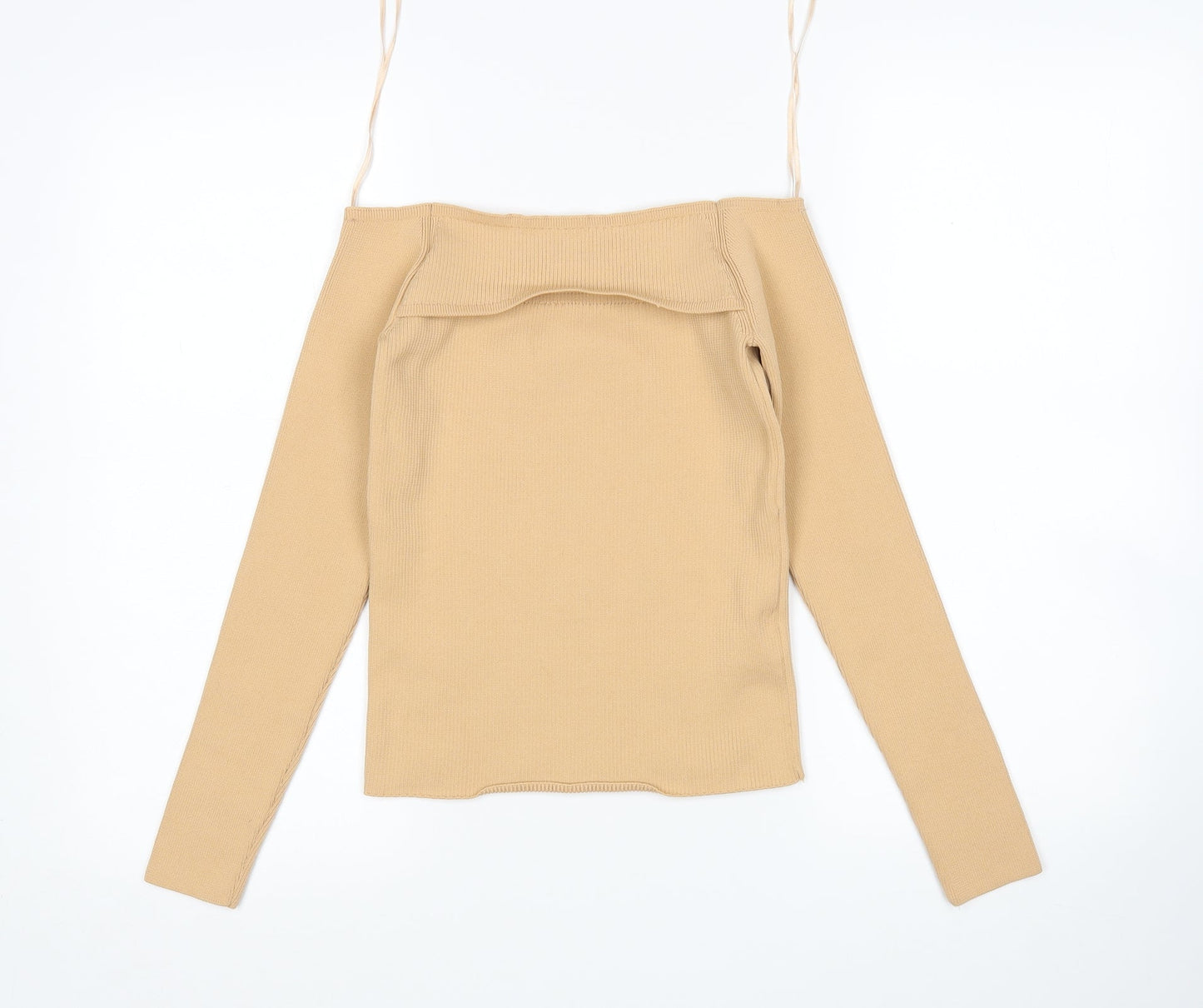River Island Womens Beige Square Neck  Polyester Pullover Jumper Size 10