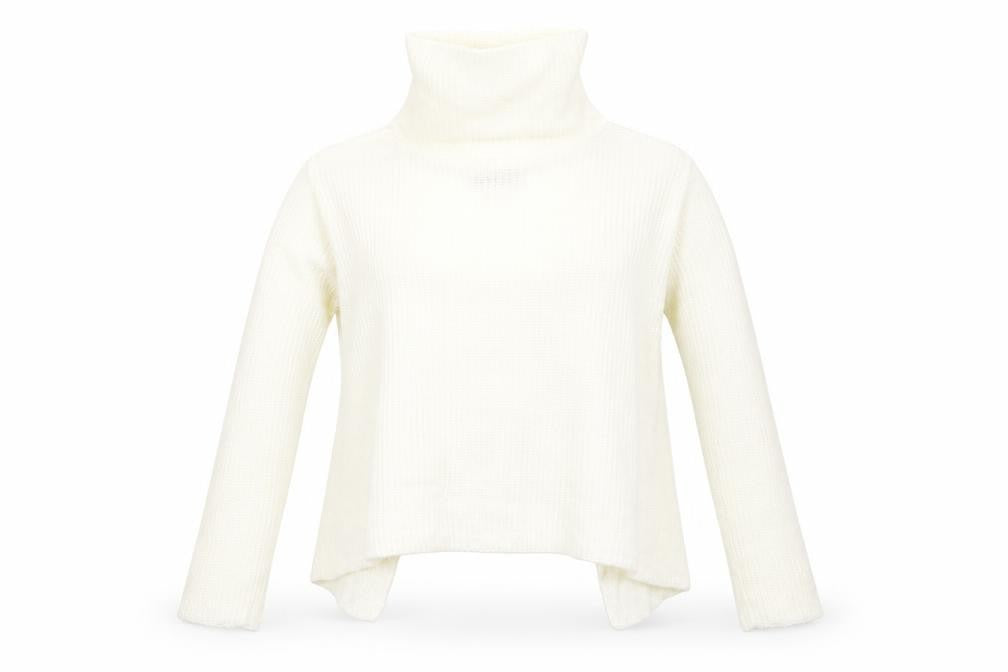 I SAW IT FIRST Womens Yellow Striped Acrylic Basic T-Shirt Size S Roll Neck