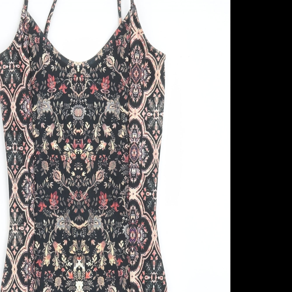Topshop Womens Multicoloured Floral Polyester Bodycon  Size 6 Scoop Neck