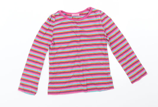 Cherokee Girls Multicoloured Striped Cotton Pullover T-Shirt Size 2-3 Years Round Neck