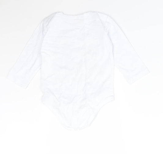 Preworn Boys White  Cotton Babygrow One-Piece Size 12 Months   - LITTLE BROTHER
