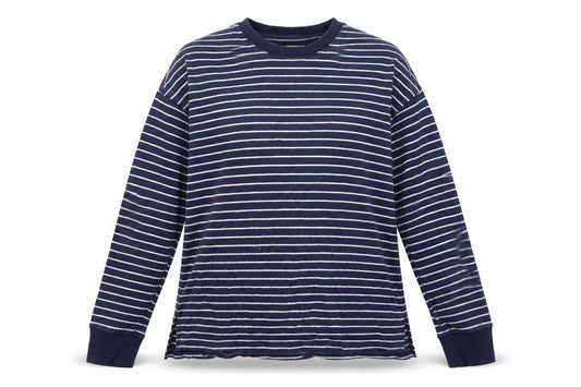 Preworn Womens Multicoloured Striped Cotton Pullover Sweatshirt Size M