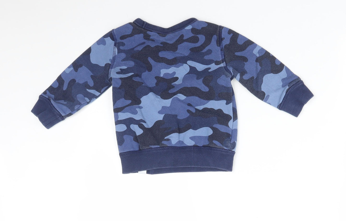 Gap Boys Blue Camouflage Cotton Pullover Jumper Size 18-24 Months
