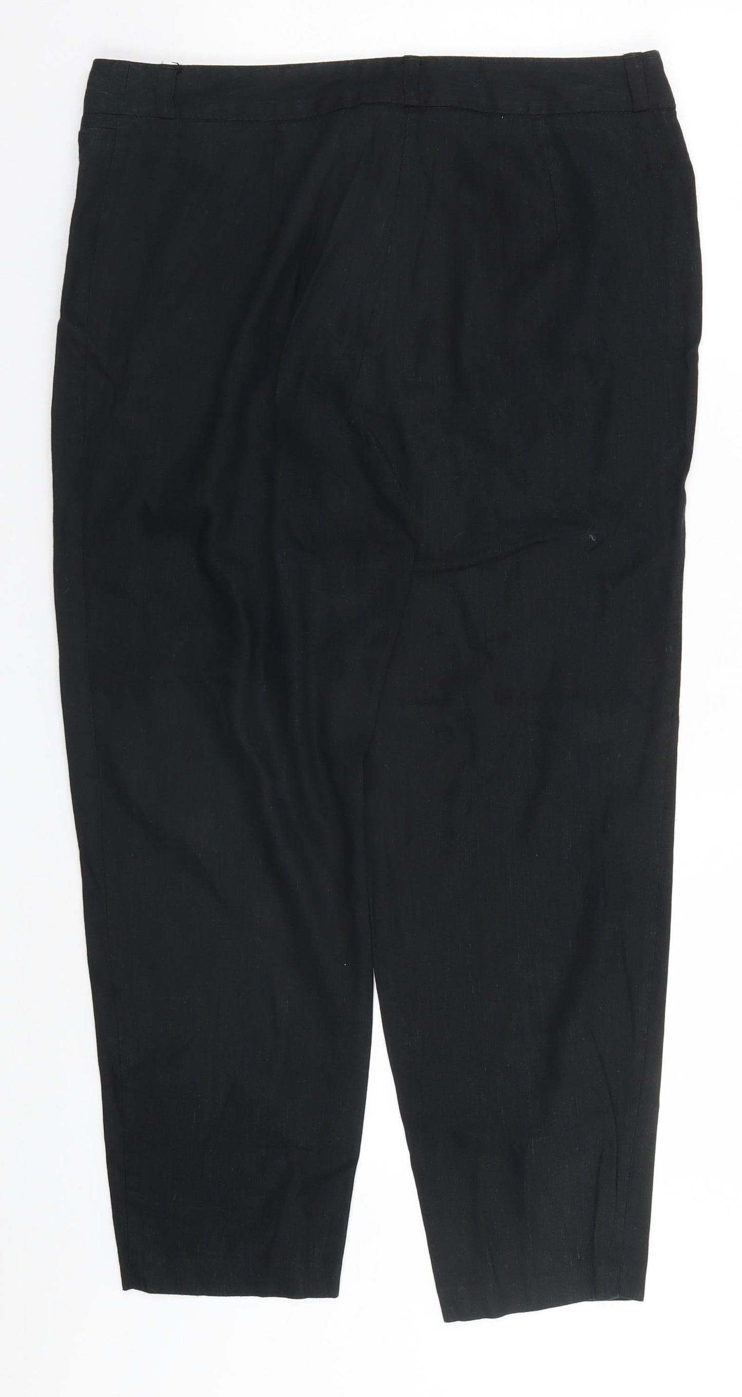 Marks and Spencer Womens Black  Flax Trousers  Size 12 L24 in Regular