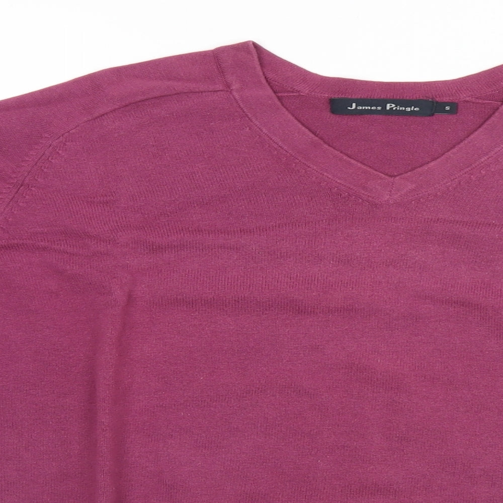 EWM Womens Pink V-Neck  Cotton Pullover Jumper Size S