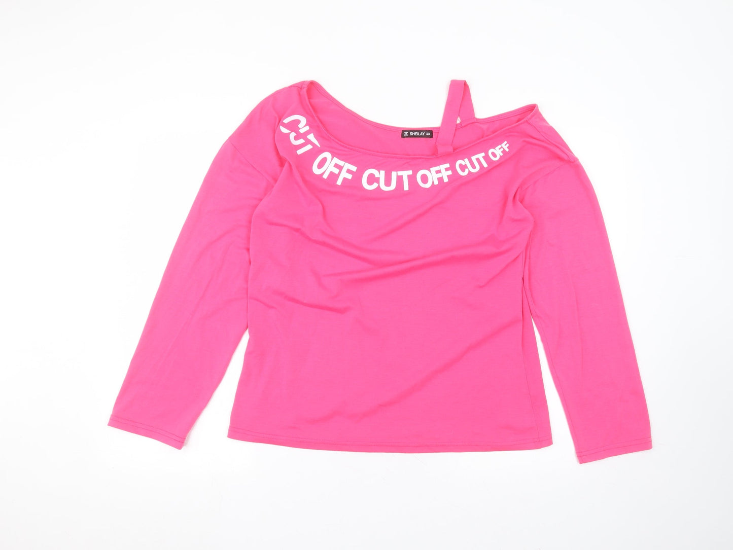 Sheilay Womens Pink  Cotton Basic T-Shirt Size M Round Neck