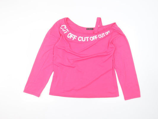 Sheilay Womens Pink  Cotton Basic T-Shirt Size M Round Neck