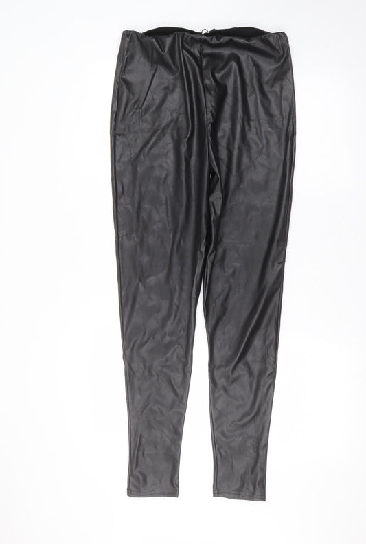 PRETTYLITTLETHING Womens Black  Polyester Trousers  Size 12 L28 in Regular