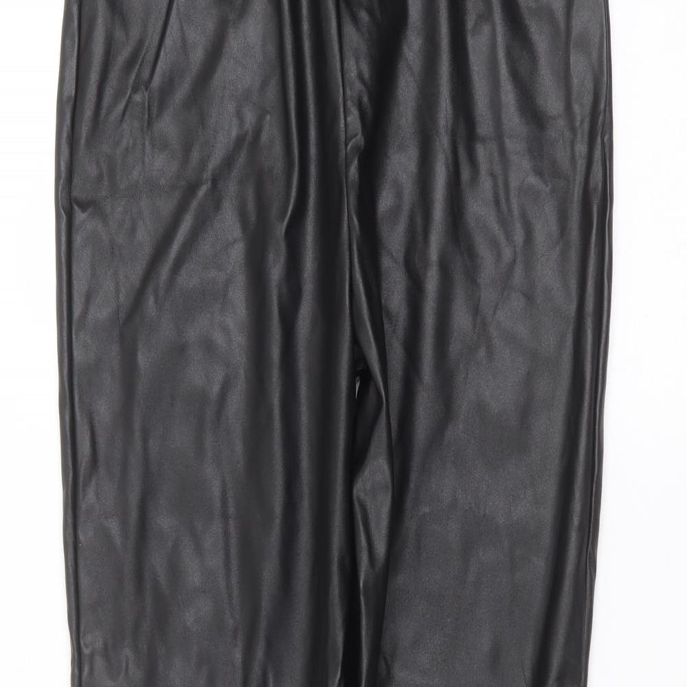 PRETTYLITTLETHING Womens Black  Polyester Trousers  Size 12 L28 in Regular