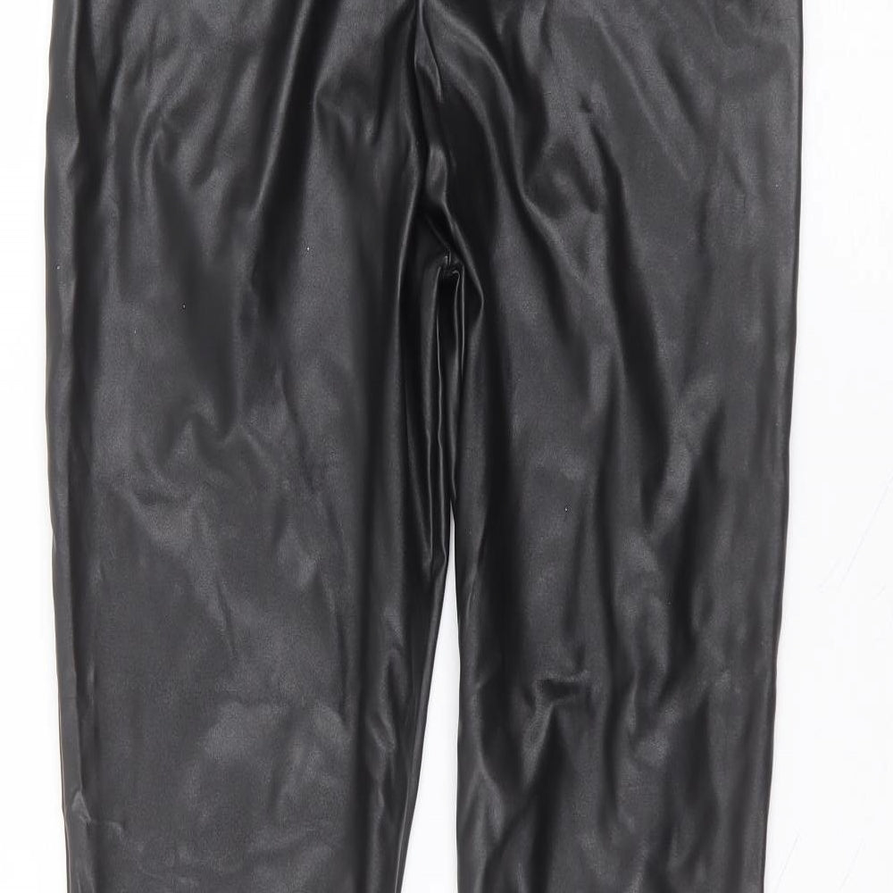 PRETTYLITTLETHING Womens Black  Polyester Trousers  Size 12 L28 in Regular