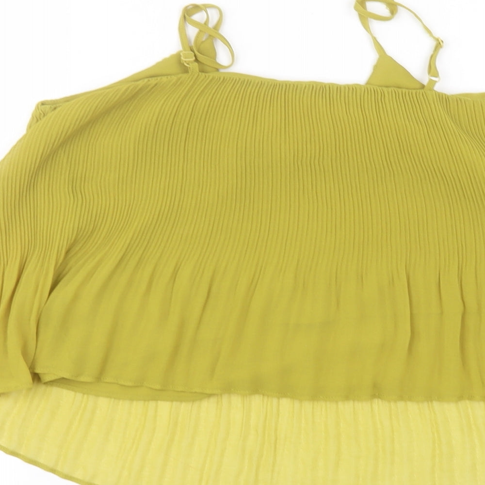 Topshop Womens Green  Polyester Basic Blouse Size 8 V-Neck