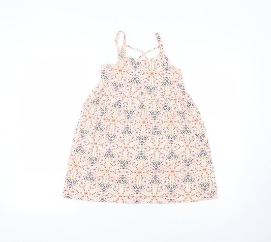 Gap Girls Pink Geometric Cotton A-Line  Size 8 Years Off the Shoulder