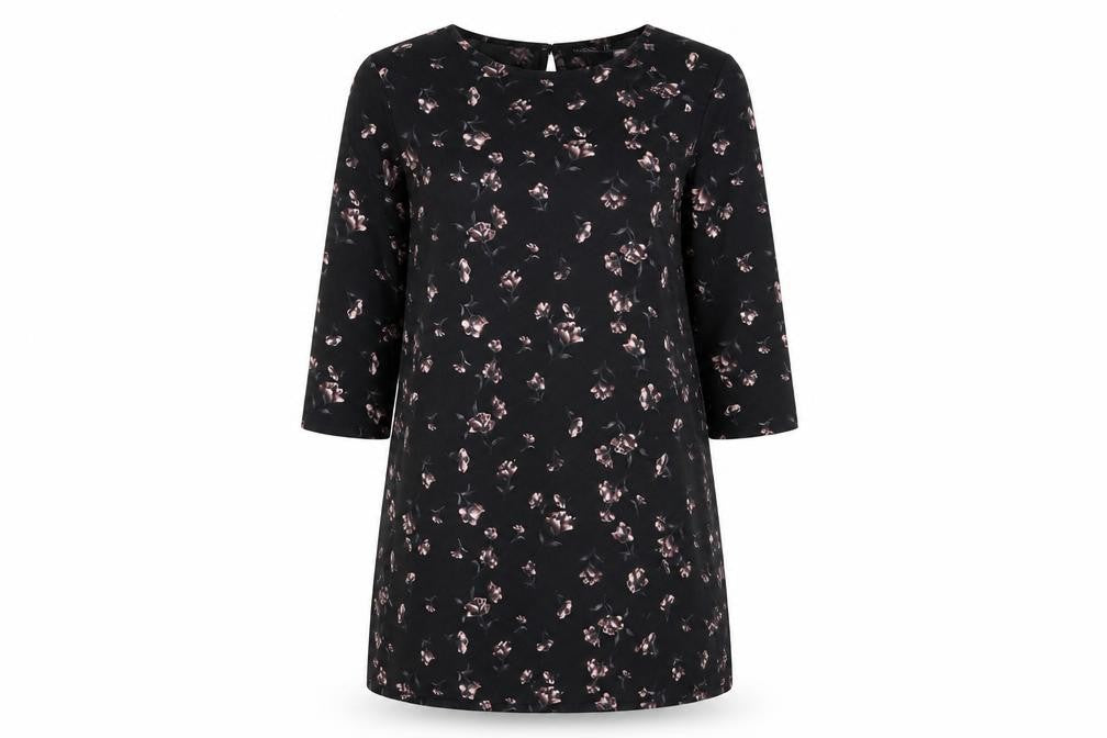 Boohoo Womens Beige Floral Polyester A-Line  Size 12 Round Neck