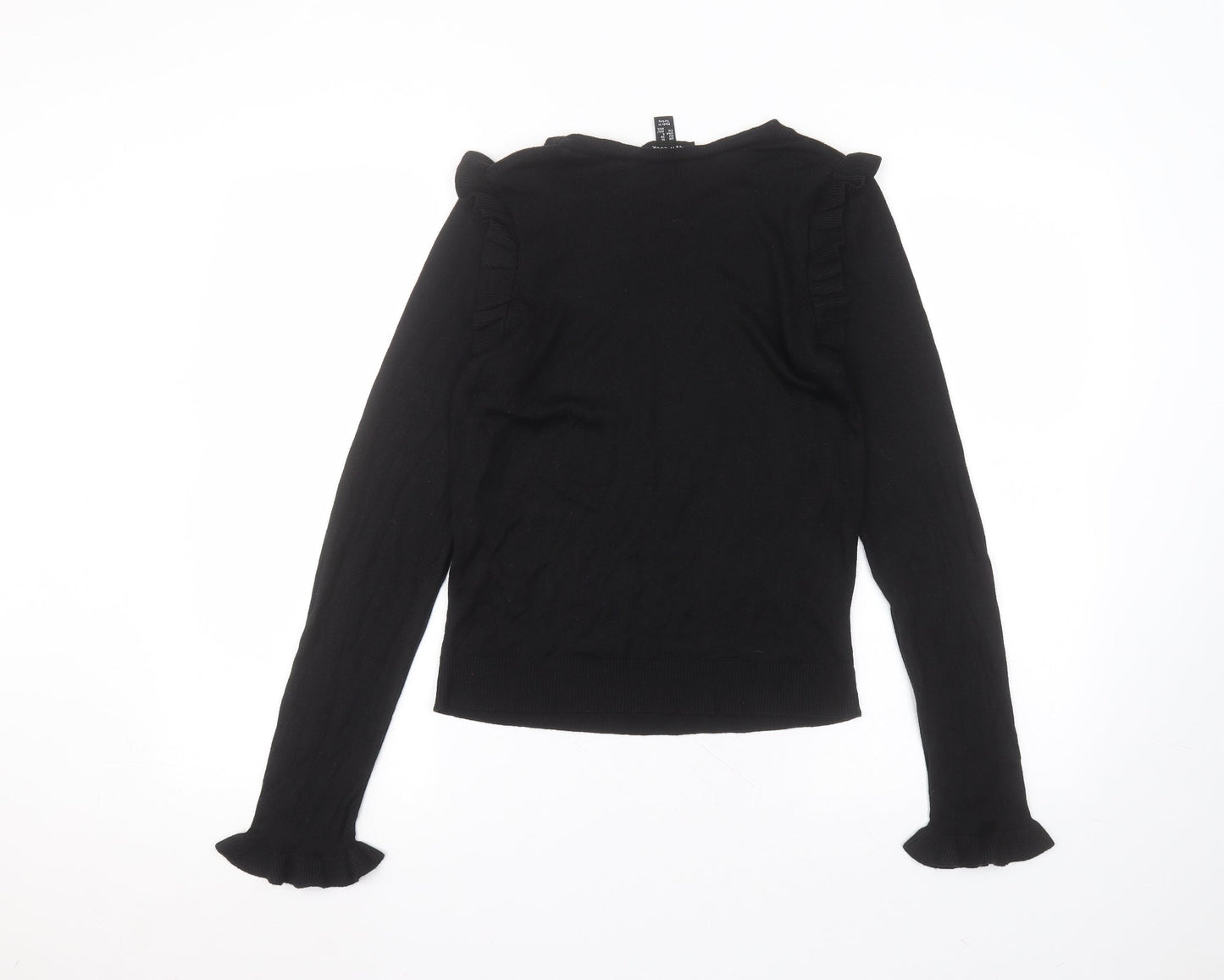 New Look Womens Black  Viscose Basic T-Shirt Size 10 Round Neck