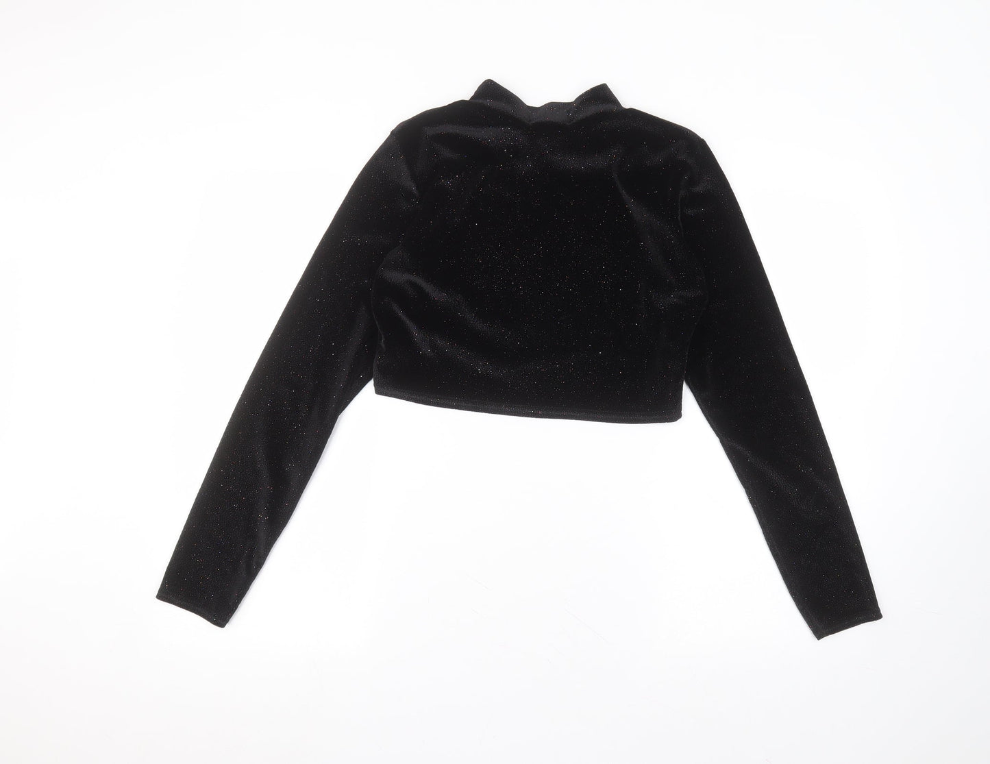 Glamourous Womens Black  Polyester Basic T-Shirt Size 12 Round Neck