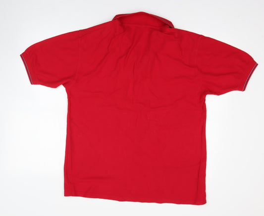 JERZEES Mens Red  100% Cotton  Polo Size M Collared