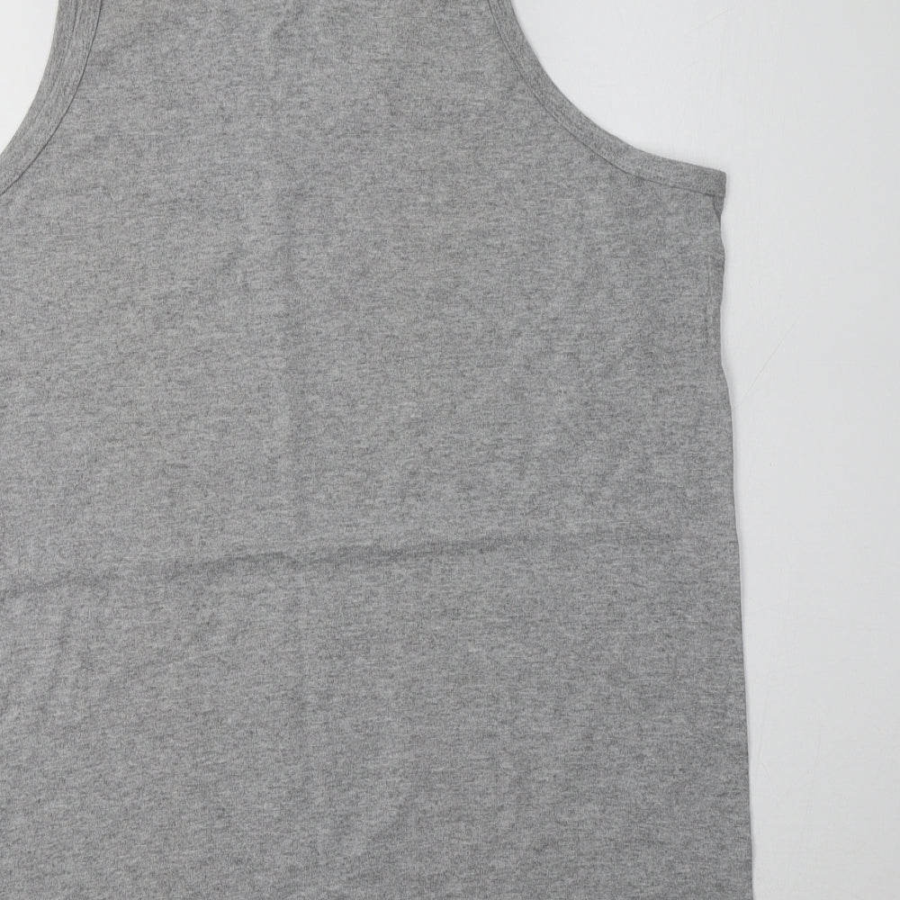 Anvil Womens Grey  Cotton Basic Tank Size L Crew Neck - Antigua