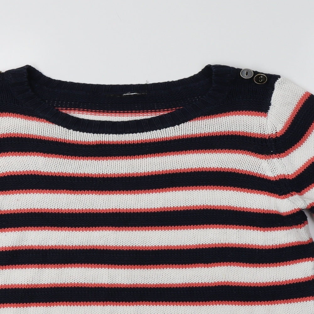 Preworn Womens Multicoloured Round Neck Striped Cotton Pullover Jumper Size M