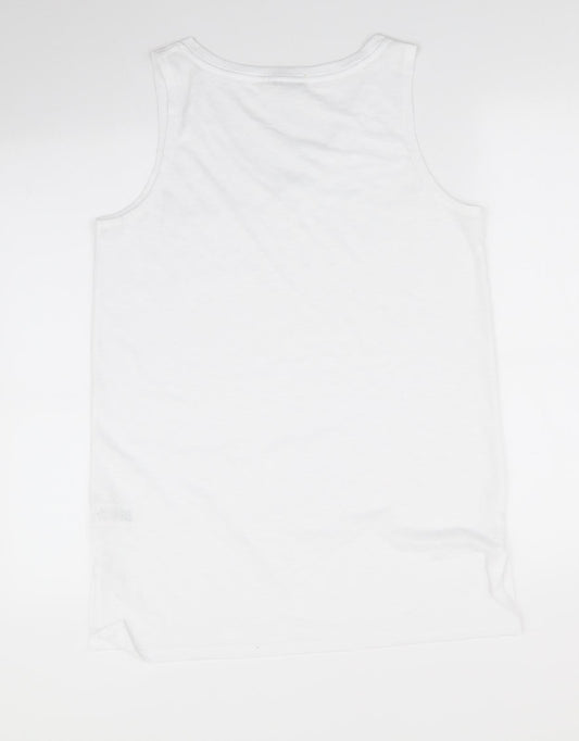 Papaya Womens White  Polyester Tunic Tank Size M V-Neck - Short Side Hemline vents