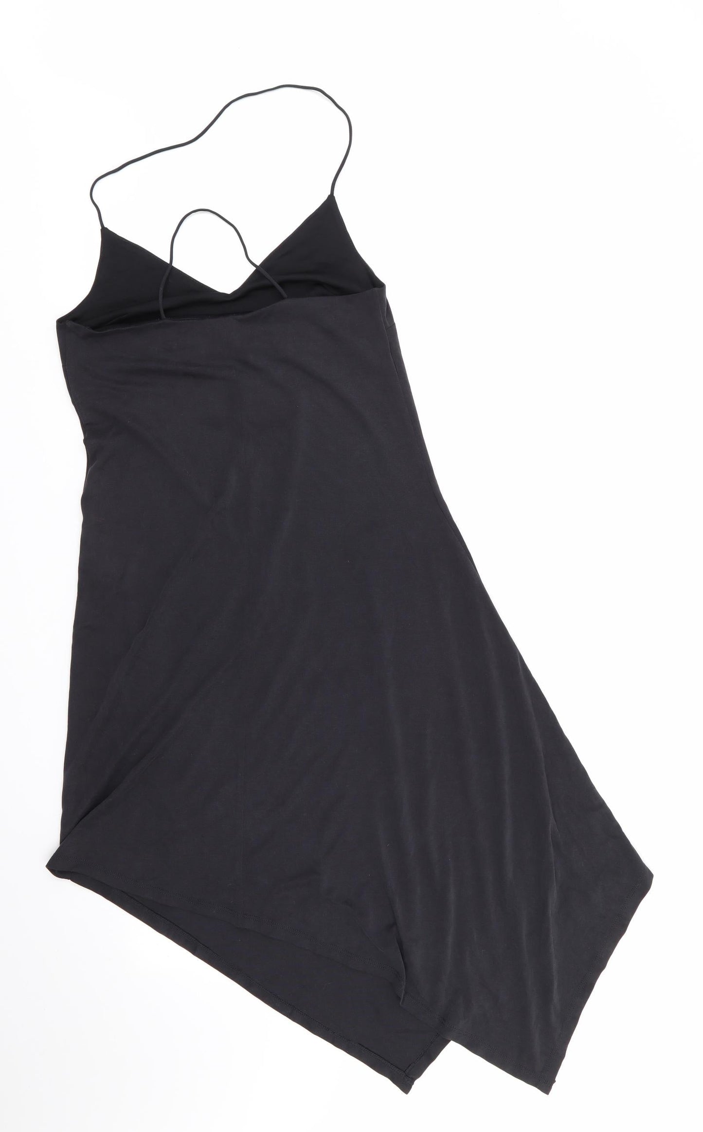 Preworn Womens Grey   Slip Dress  Size 8 Halter  - Dark Grey Horizontal hemline