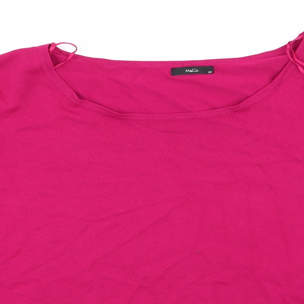 M&Co Womens Pink Round Neck  Viscose Pullover Jumper Size 20   - Cerise Pink Wrap Back