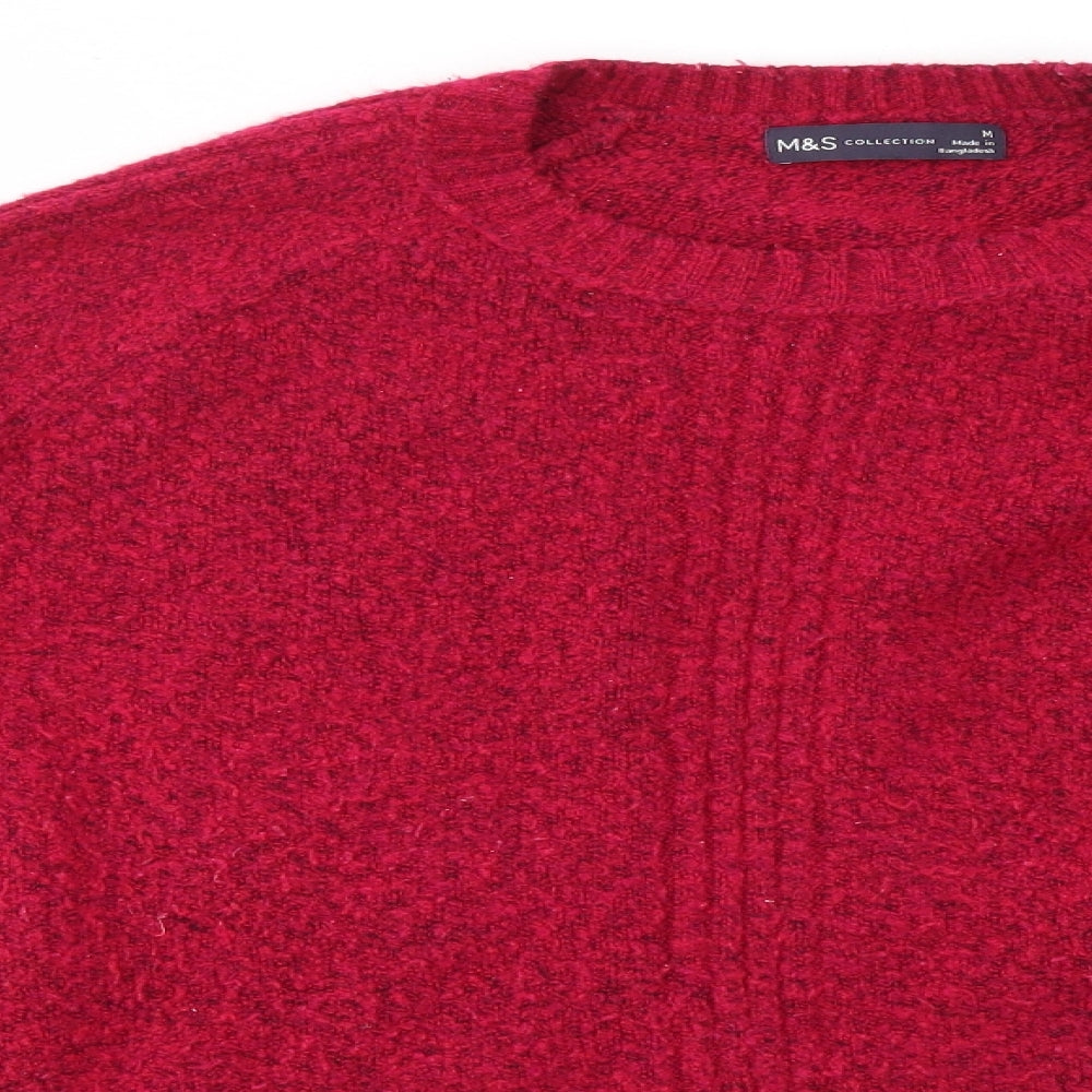 M&S Womens Pink Round Neck  Acrylic Pullover Jumper Size M