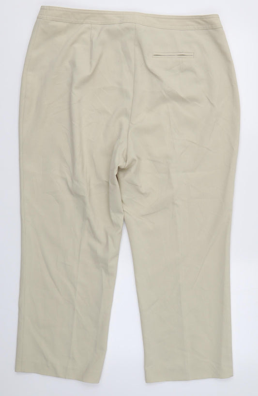 M&S Womens Beige  Polyester Dress Pants Trousers Size 18 L24 in Regular