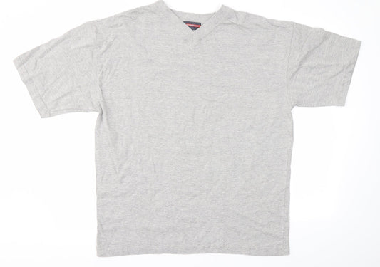 jeans&co Mens Grey  Cotton  T-Shirt Size L V-Neck