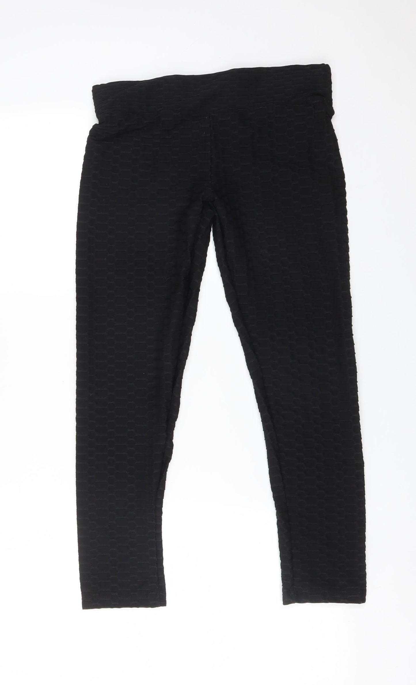 Miso Womens Black Geometric Polyester  Leggings Size 12 L25 in