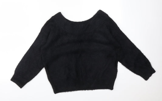 New Look Womens Black  Acrylic Basic T-Shirt Size S Round Neck
