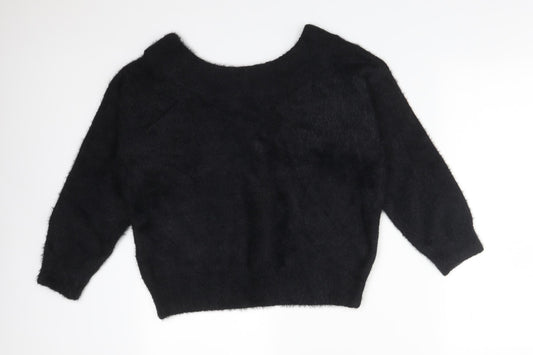 New Look Womens Black  Acrylic Basic T-Shirt Size S Round Neck