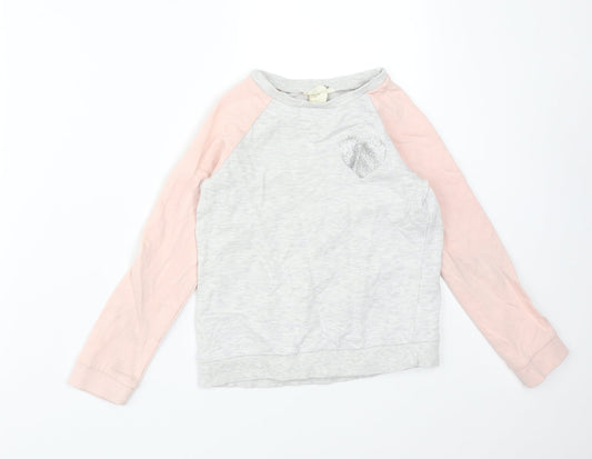 H&M Girls Multicoloured Colourblock Cotton Pullover Sweatshirt Size 7-8 Years   - HEART