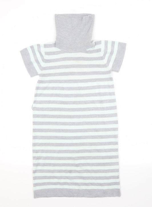 CQ Girls Multicoloured Striped Acrylic Jumper Dress  Size 10-11 Years Roll Neck