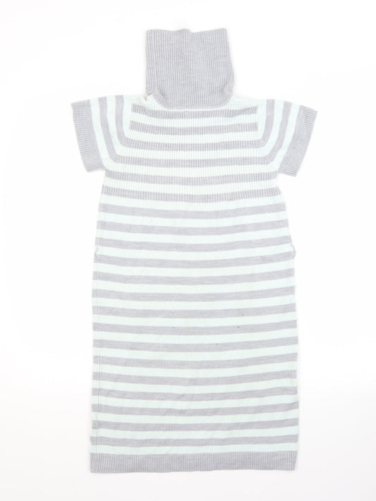 CQ Girls Multicoloured Striped Acrylic Jumper Dress  Size 10-11 Years Roll Neck