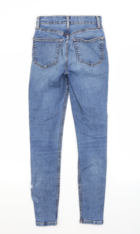 Topshop Womens Blue  Cotton Skinny Jeans Size 25 in L32 in Regular