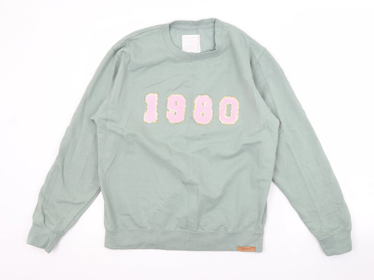 Preworn Womens Green  Cotton Pullover Sweatshirt