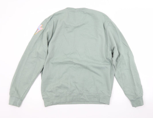 Preworn Womens Green  Cotton Pullover Sweatshirt