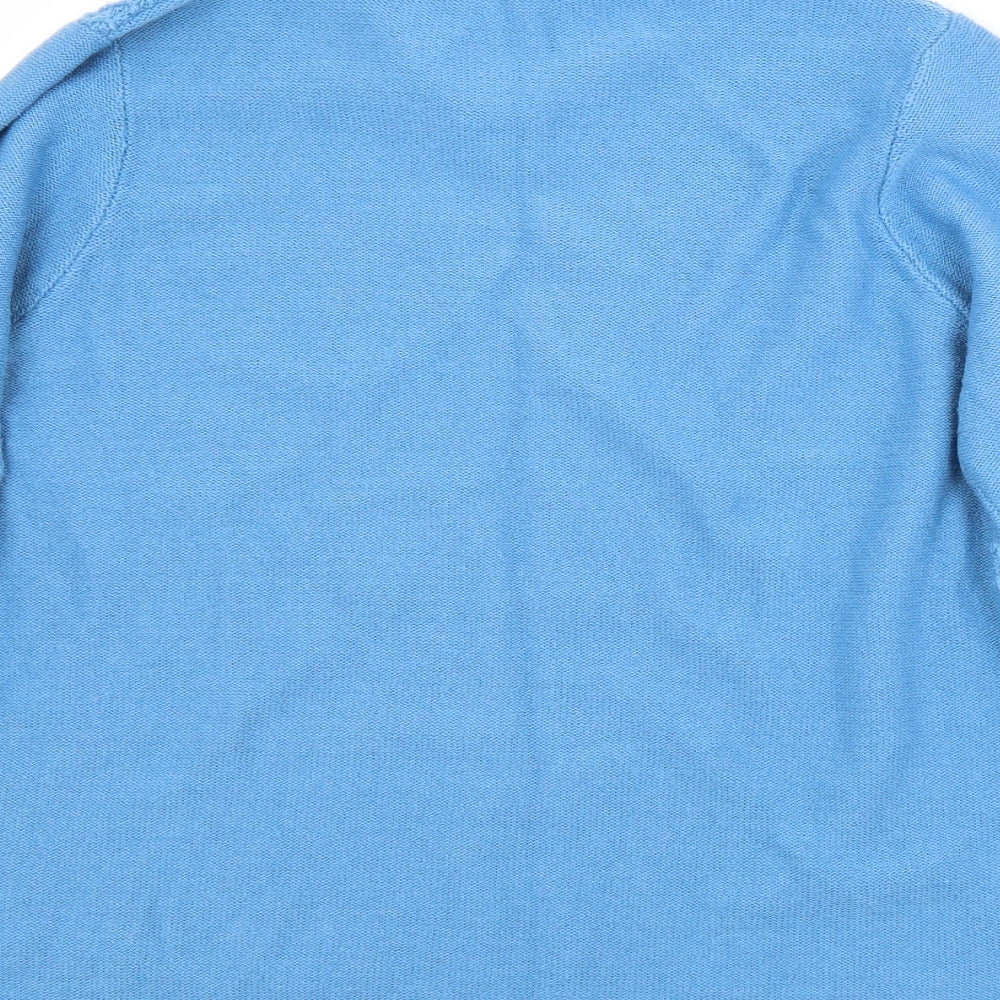 ISLE Womens Blue Collared Argyle/Diamond Acrylic  Jumper Size 14