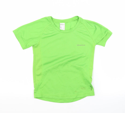 Quechua Boys Green  Polyester Basic Casual Size 5-6 Years Crew Neck