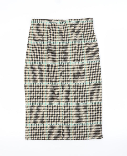 Stradivarius Womens Beige Check  Straight & Pencil Skirt Size S
