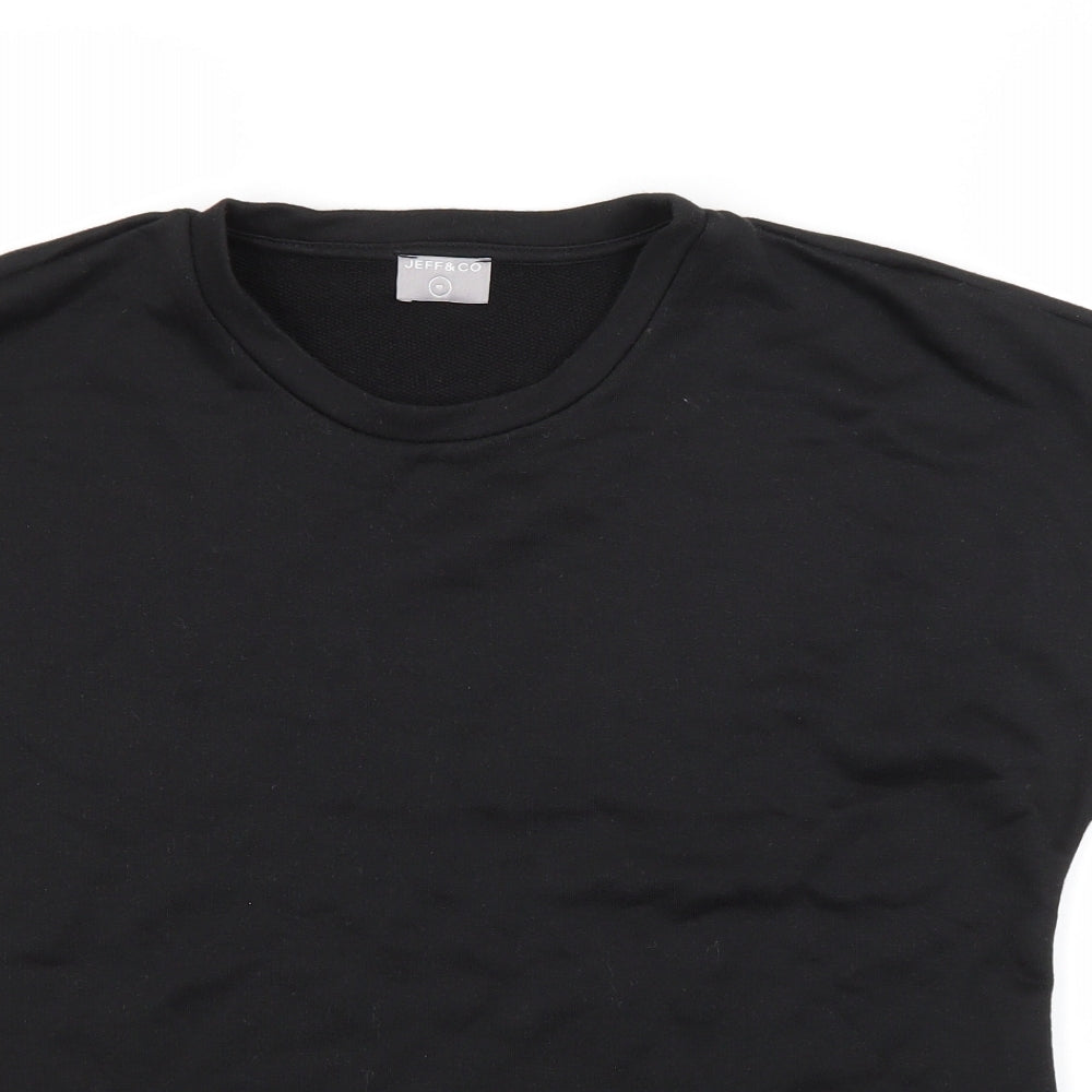 JEFF & CO Womens Black  Polyester Basic T-Shirt Size 10 Crew Neck