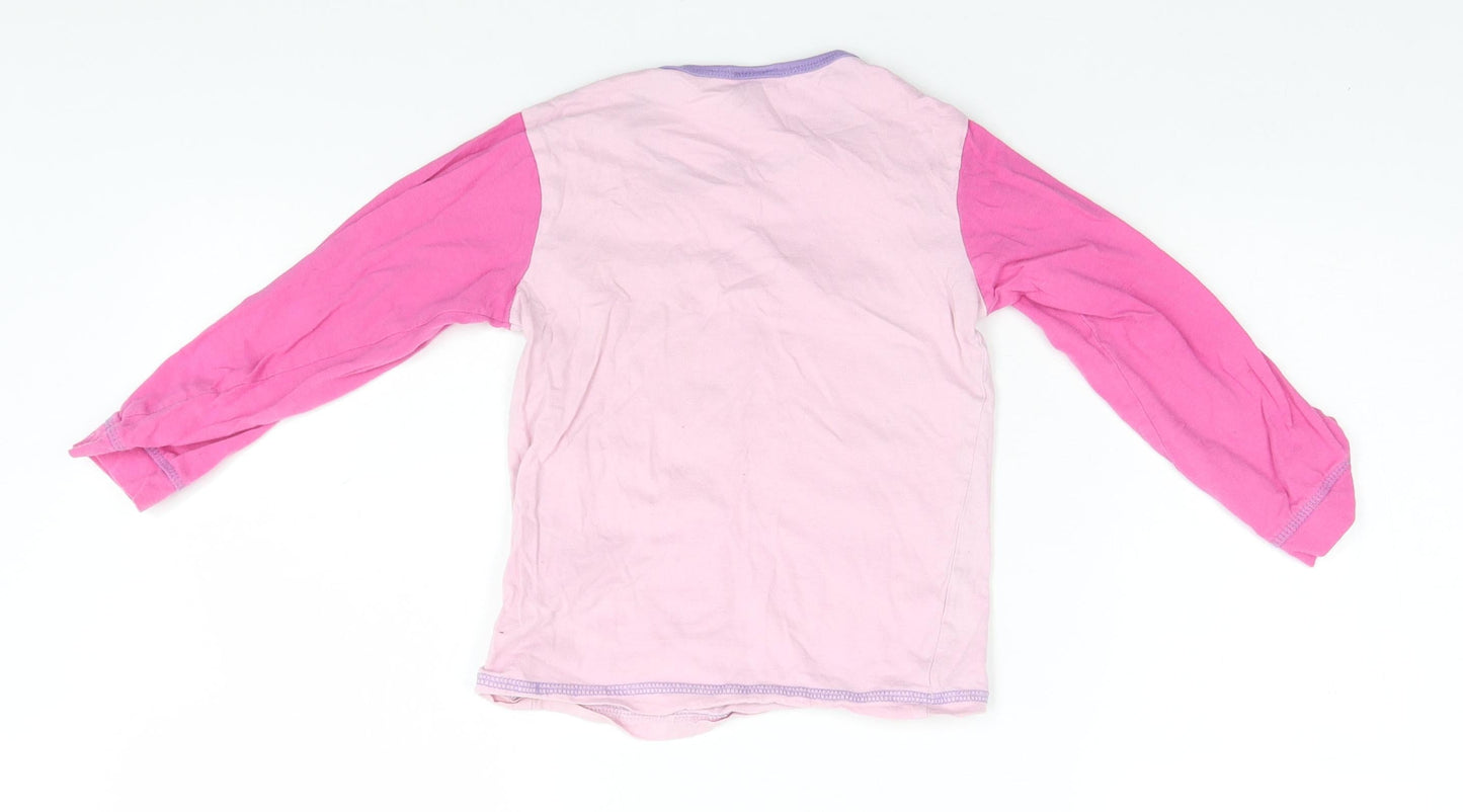 Preworn Girls Pink Solid Cotton Top Pyjama Pants Size 6-7 Years   - Reach beyond the Stars