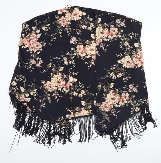 New Look Womens Black Round Neck Floral Polyester Cardigan Jumper Size 8