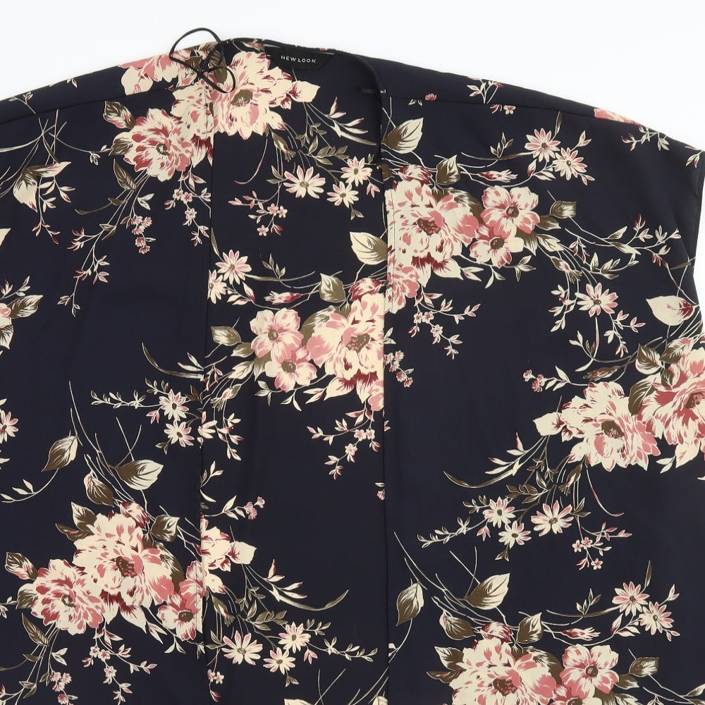 New Look Womens Black Round Neck Floral Polyester Cardigan Jumper Size 8