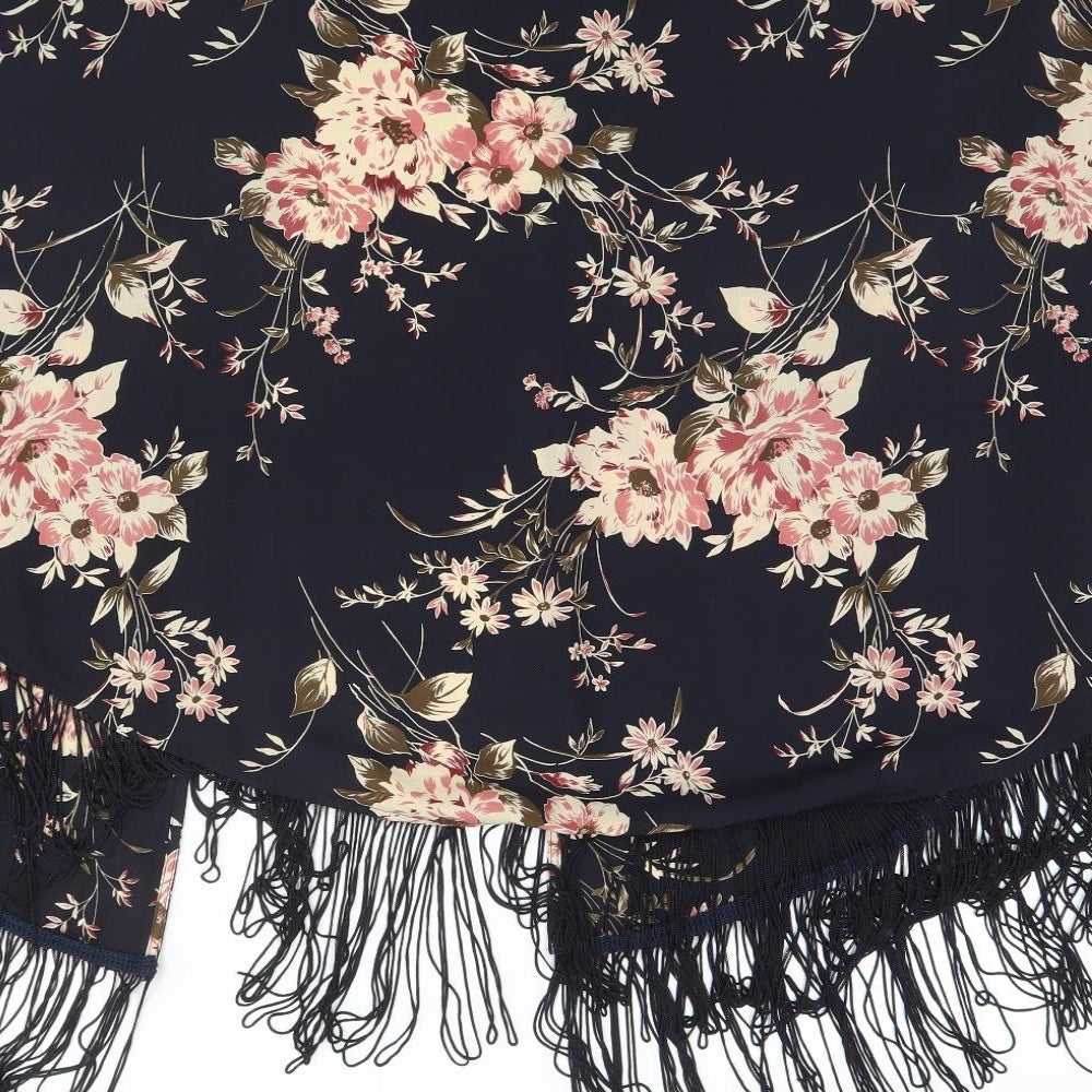 New Look Womens Black Round Neck Floral Polyester Cardigan Jumper Size 8