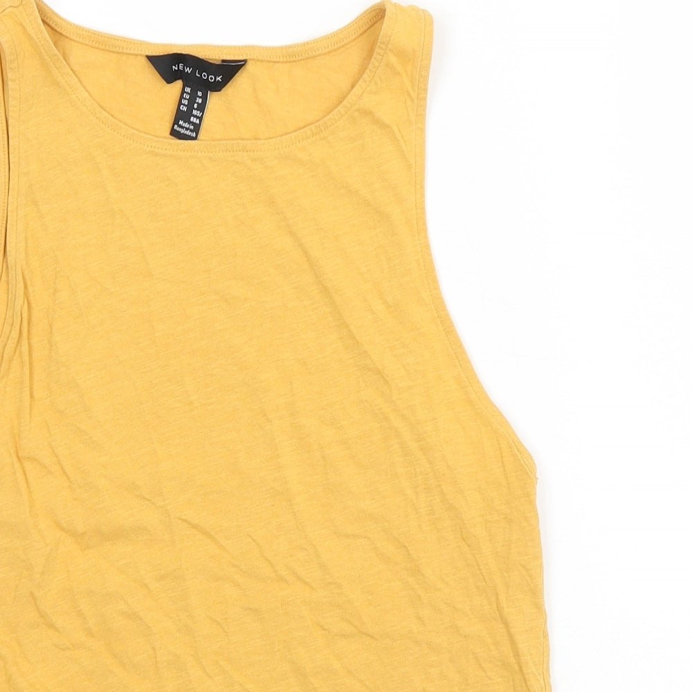 New Look Womens Orange  Cotton Basic Tank Size 10 Round Neck