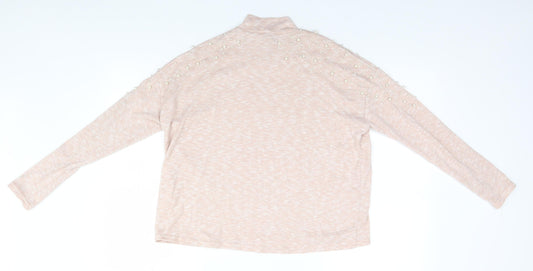Divided Womens Beige High Neck  Polyester Pullover Jumper Size S