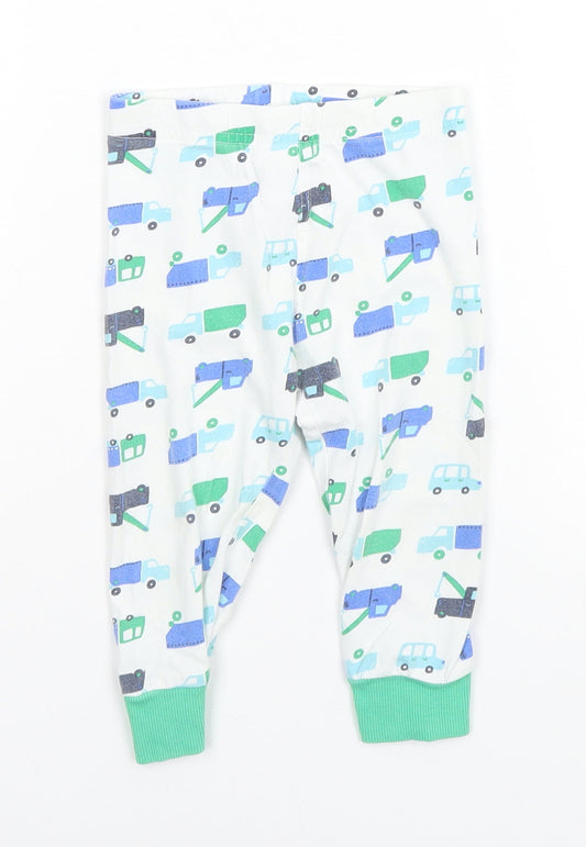 Mothercare Girls White Geometric Cotton Sweatpants Leggings Size 12-18 Months   - Cars and Trucks